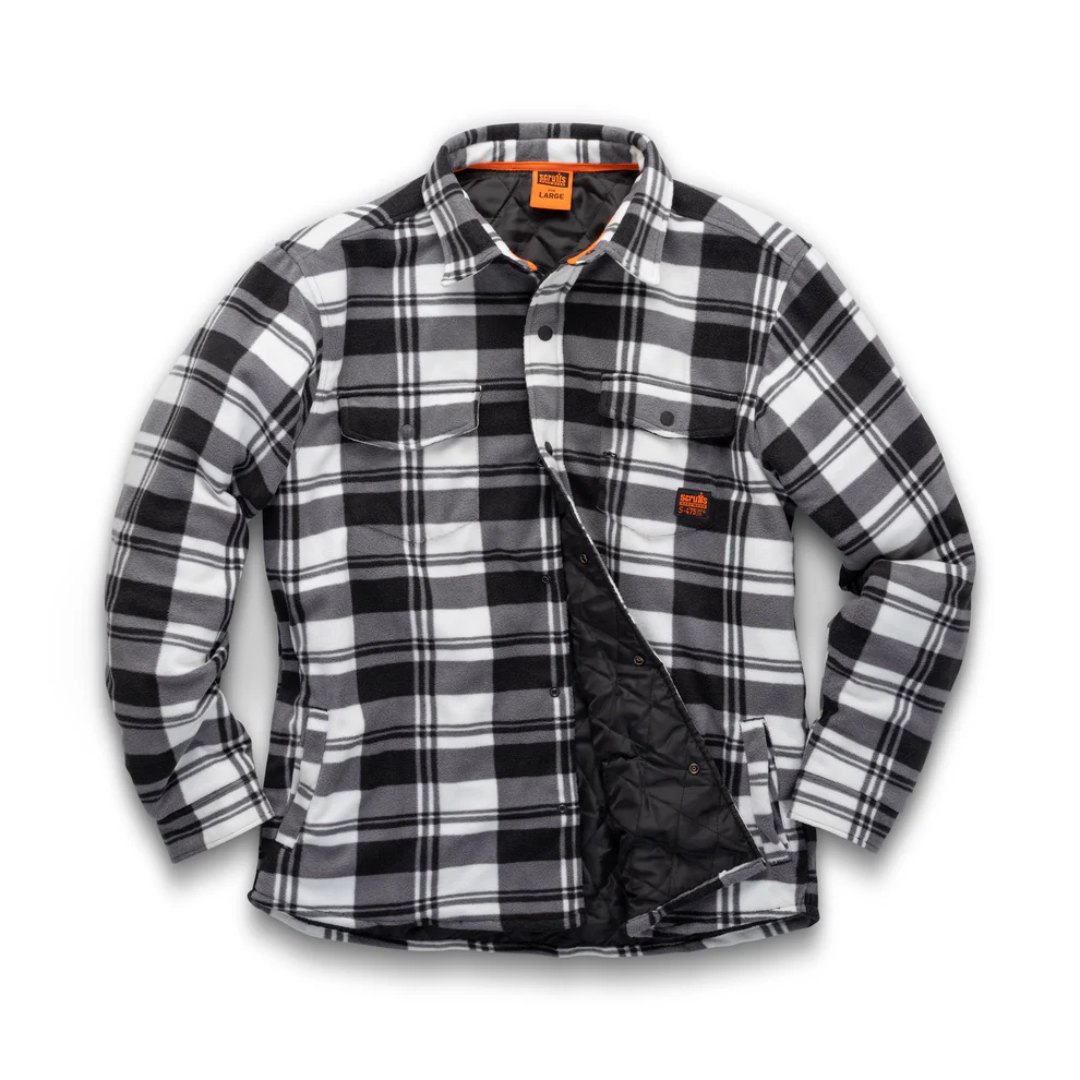 Scruffs Worker Padded Checked Shirt Black/White